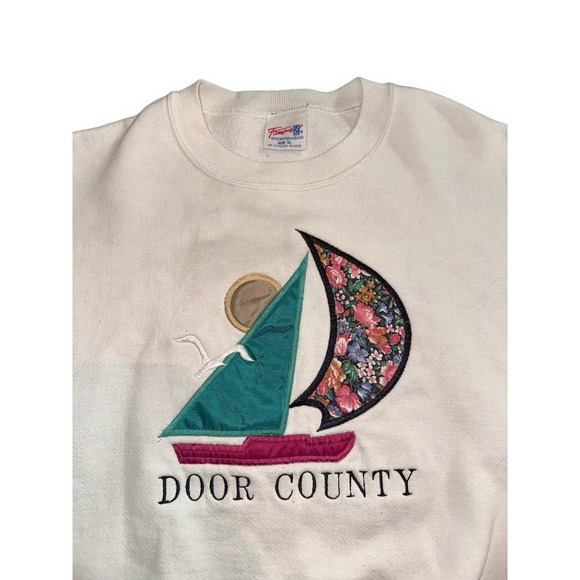 90s Sweatshirt Crewneck Door County Nautical Tourist - XL - Picture 4 of 4